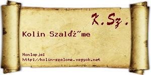 Kolin Szalóme névjegykártya